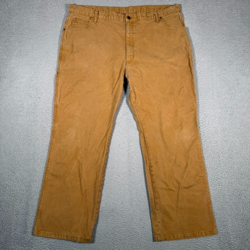 Dickies Pants Mens 44x30 Brown Flex Canvas Workwear Carpenter Loop Casual Preppy